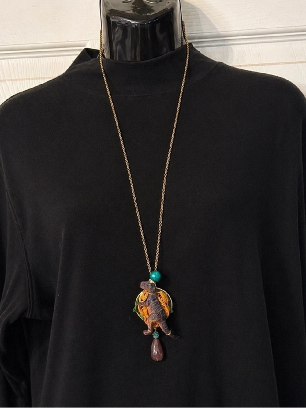 Vintage Lenora Dame long iconic dinosaur necklace designed by Lenora Dame studio - Picture 2 of 5